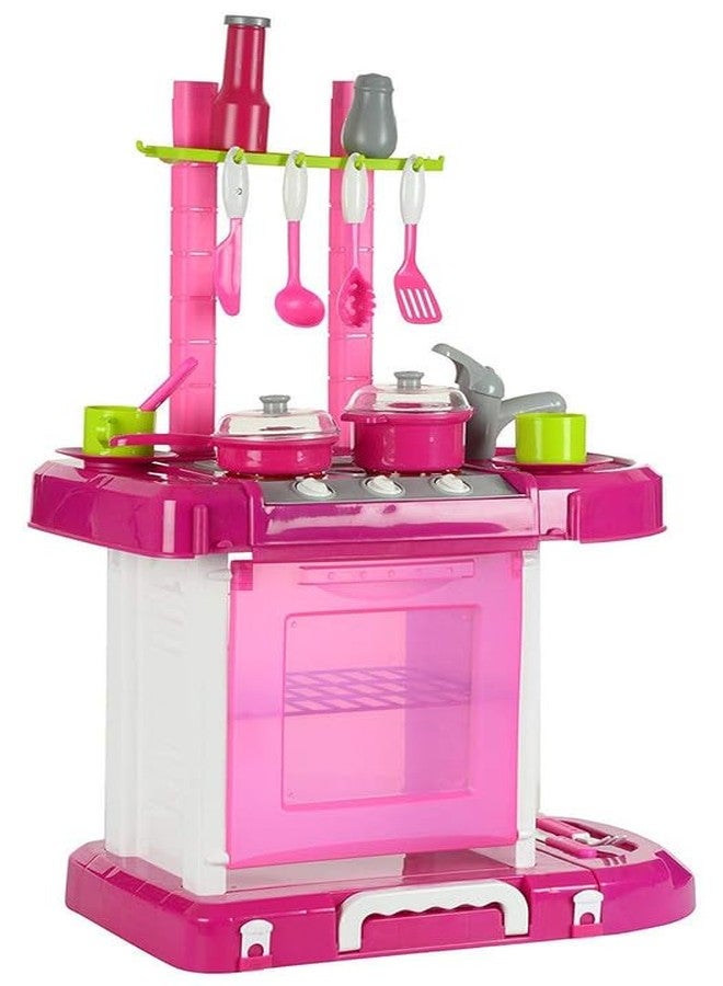 KONIGIN Play Game Kids Kitchen Playset Pretend Cooking Toy Set with Utensils and Accessories Interactive Role-Playing Toy Fun Kitchen Play Kit for Girls (Pink) - Image 5
